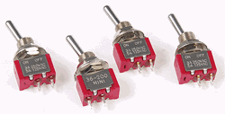 Miniatronics 36-200-04 Miniature Toggle Switch; Single Pole, Single Throw On/Off 5 Amp 120V Pack of 4
