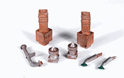Monroe Models 2304 HO Mini-Tales Chimneys Vents & Lights Kit Unpainted Metal Castings