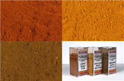 Monroe Models 2911 HO Rust & Dust Weathering Powder Set 1 Each: Light Rust New Fresh Rust Medium Earth