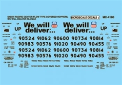 Microscale 4180 HO Union Pacific UP Mini-Cal Center Flow Covered Hoppers "We Will Deliver" Scheme 1996+