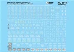 Microscale 5018 HO Railroad Decal Set Pullman Standard P-S 4750 Covered Hopper Data