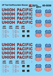 Microscale 5039 HO Railroad Decal Set Union Pacific Tool Car/Excursion Boxcar UPP #9336