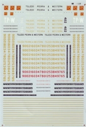 Microscale 60129 N Railroad Decal Set Toledo Peoria & Western Hood Unit Diesels 1950-70