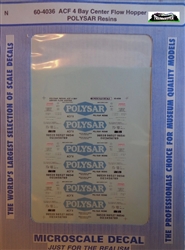Microscale 604036 N Railroad Decal Set Covered Hoppers POLYSAR Resins ACF 4-Bay Center Flow 1989