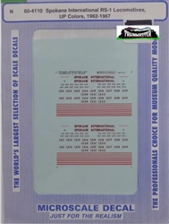Microscale 604110 N Railroad Decal Set Spokane International RS-1 Diesels 1962-67