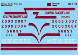 Microscale 604114 N Railroad Decal Set Chicgao South Shore GP38-2 Diesels 1989+