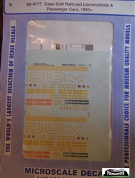 Microscale 604177 N Railroad Decal Set Cape Cod Railroadf Diesels & Passenger Cars 1993+