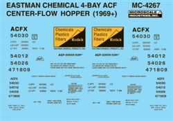 Microscale 604267 N Railroad Decal Set Covered Hoppers Kodak/Eastman Chemical ACF 4-Bay Centerflow 1960s Scheme