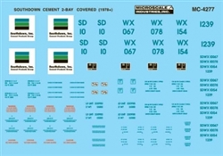 Microscale 604277 N Railroad Decal Set Covered Hoppers Southdown Cement Co. 2-Bay 1998+