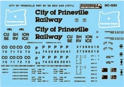 Microscale 604293 N City of Prineville Railroad 50' Double Door Box Car 1977+