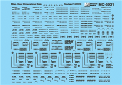 Microscale 605031 N Railroad Decal Set Miscellaneous Door Dimensional Data