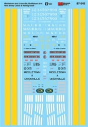 Microscale 60545 N Railroad Decal Set Middletown & New Jersey/Middletown-Unionville Diesels & Freight Cars