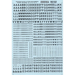 Microscale 70102 N Alphabets & Numbers Railroad Gothic Black