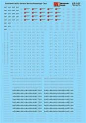 Microscale 87107 HO Southern Pacific SP General Service Passenger Cars Lettering 1960-80