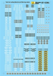Microscale 871236 HO Tank Car Data Lading Stencils & Warning Labels MSI871236 Microscale