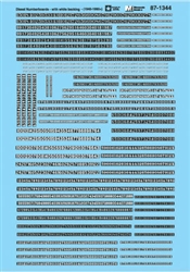 Microscale 871344 HO Railroad Decal Set Diesel Numberboards w/White Backing 1940-1990+