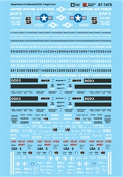 Microscale 871478 HO Railroad Decal Set Department of Defense DODX Freight Cars