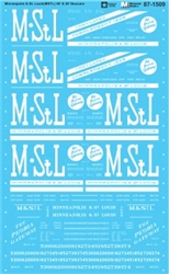 Microscale HO Railroad Decal Set Minneapolis & St. Louis MSTL 40' & 50' Boxcars