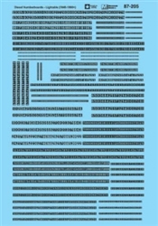 Microscale 87205 HO Diesel Loco Data Sheets Assorted Numberboards Clear Numbers on BackGround