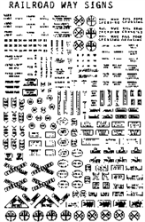 Microscale 87206 HO Railroad Right-of-Way Signs Black Lettering w/Clear Background; Yard Limit No Clearance & More