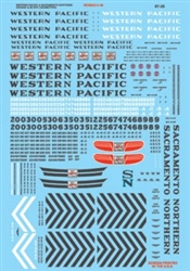 Microscale 8726 HO Western Pacific WP Sacramento Northern SN & Diesel Lettering Use #871077 for Stripes 1950-1970