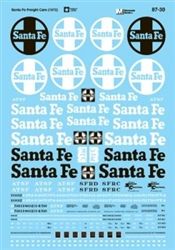 Microscale 8730 HO Atchison, Topeka & Santa Fe ATSF Freight Cars Large Round Herald, Black & White Lettering 1972
