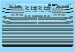 Microscale 8740 HO Denver & Rio Grande Western Lettering Cab Unit Diesels 1 or 4 Stripe 1950-60