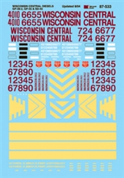 Microscale 87533 HO Wisconsin Central Limited WC EMD GP38-2 GP35 & SD45 Hood Unit Diesels 1988+