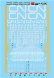 Microscale 87567 HO Canadian National CN Lettering for Hood Unit Diesels 1990+ Use #87568 for Stripes