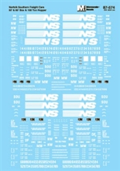 Microscale 87574 HO Norfolk Southern NS 50 & 60' Box Cars 100-Ton Hoppers 1988