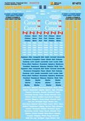 Microscale 87672 HO Via Rail Canada VIA Lettering Heralds Names & Numbers for Passenger Cars 1990+