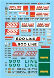 Microscale 87999 HO Soo Line SOO Minneapolis St. Paul & Saulte St. Marie MStP&SSM 40' Piggyback Trailers 1963-80