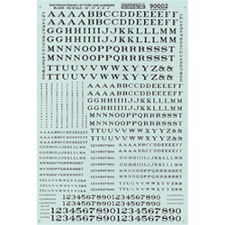 Microscale 90002 HO Alphabets & Numbers Railroad Roman Black