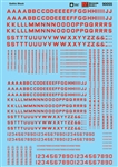 Microscale 90055 HO Alphabets & Numbers Block Gothic Red