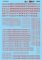 Microscale 90055 HO Alphabets & Numbers Block Gothic Red