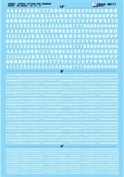 Microscale 90111 HO Alphabets & Numbers Roman Stencil White