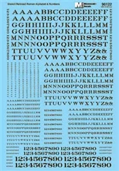 Microscale 90122 HO Alphabets & Numbers Stencil Railroad Roman Black