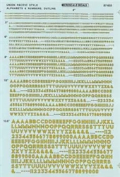 Microscale 90176 HO Alphabets & Numbers Union Pacific Style Yellow w/Black Outline