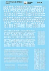 Microscale 90234 HO Alphabets & Numbers Ornate Railroad Silver