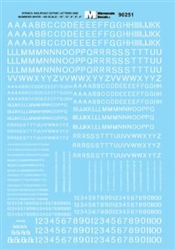 Microscale 90251 HO Alphabet & Numbers Stencil Railroad Gothic White