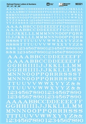 Microscale 90321 HO Alphabet Decal Set Railroad Roman Letters & Numbers 10 14 18 20" White