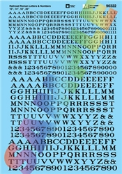 Microscale 90322 HO Alphabet Decal Set Railroad Roman Letters & Numbers 10 14 18 20" Black