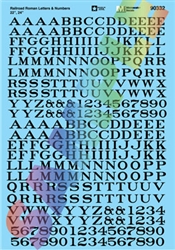 Microscale 90332 HO Alphabet Decal Set Railroad Roman Letters & Numbers 22 & 24" Black