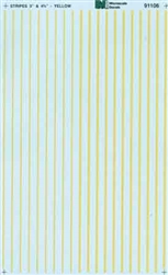 Microscale 91106 HO HO-Scale Stripes 3 & 4-3/4" Wide Yellow