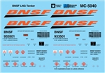 Microscale MC5040 HO Railroad Decal Set BNSF Railway Liquefied Natural Gas Tank Car