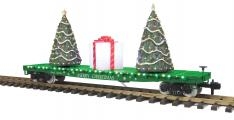 MTH 70-76068 O Christmas Flatcar W/Lighted Green Trees