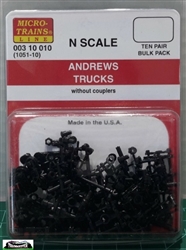 Micro-Trains 105110 N Ten Pairs of Andrews Trucks W/out Coupler
