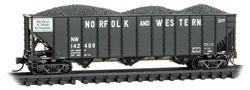 Micro Trains 108 00 500 N 100-Ton 3-Bay Ribside Open Hopper w/Coal Load Norfolk & Western #142489 Made in Virginia Slogan
