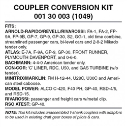 Micro Trains 001 30 003 N Rivarossi/Arnold Atlas Coupler Conversion