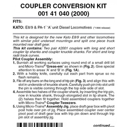 Micro Trains 001 41 040 N Locomotive Coupler Conversion Kits Kato E8A & E9A